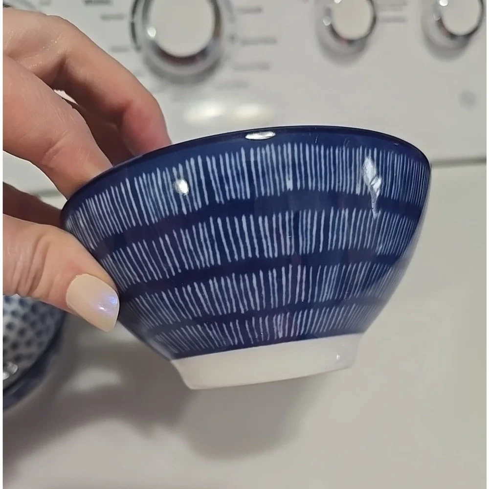 IKEA Entusiasm Blue White Japanese Inspired Pattern Feldspar‎ Porcelain Bowls